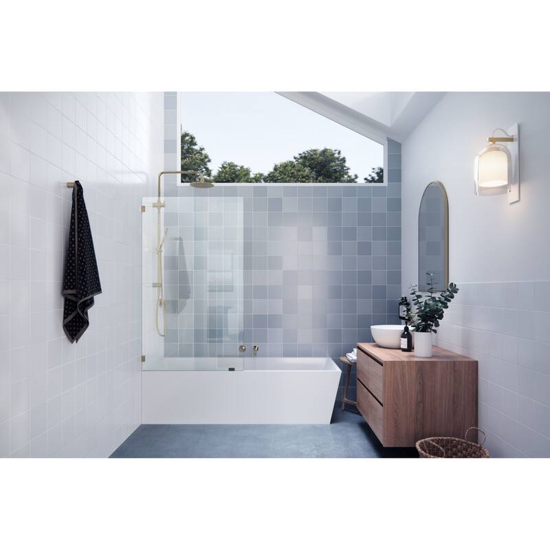 Glass Warehouse GW-BF-34 Vela 58-1/4" High x 34" Wide Shower Screen - Polished Brass