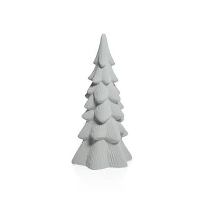 Snow-Covered Flocked Ceramic Decorative Trees, Holiday Tabletop Décor, Set of 4