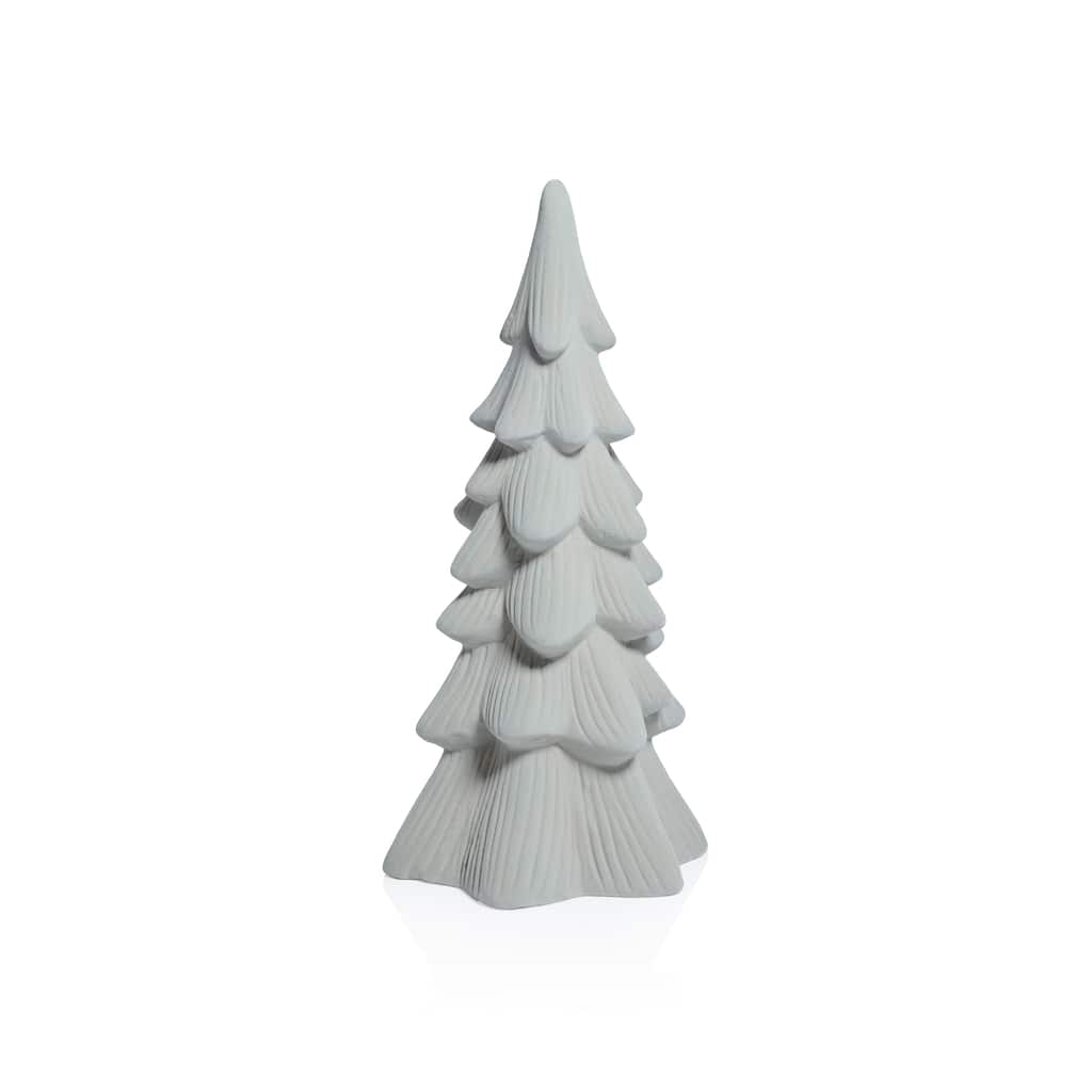 Snow-Covered Flocked Ceramic Decorative Trees, Holiday Tabletop Décor, Set of 4