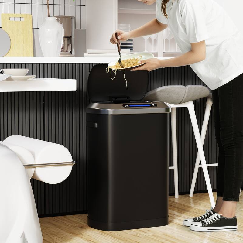 50L Kitchen Smart Automatic Trash Cans with Full Intelligent Sensor - Black