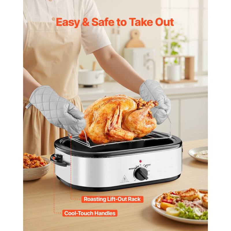 Black-Silver 18QT Electric Roaster Oven with Self-Basting Lid - 23.31 x 15.67 x 11.22 inch