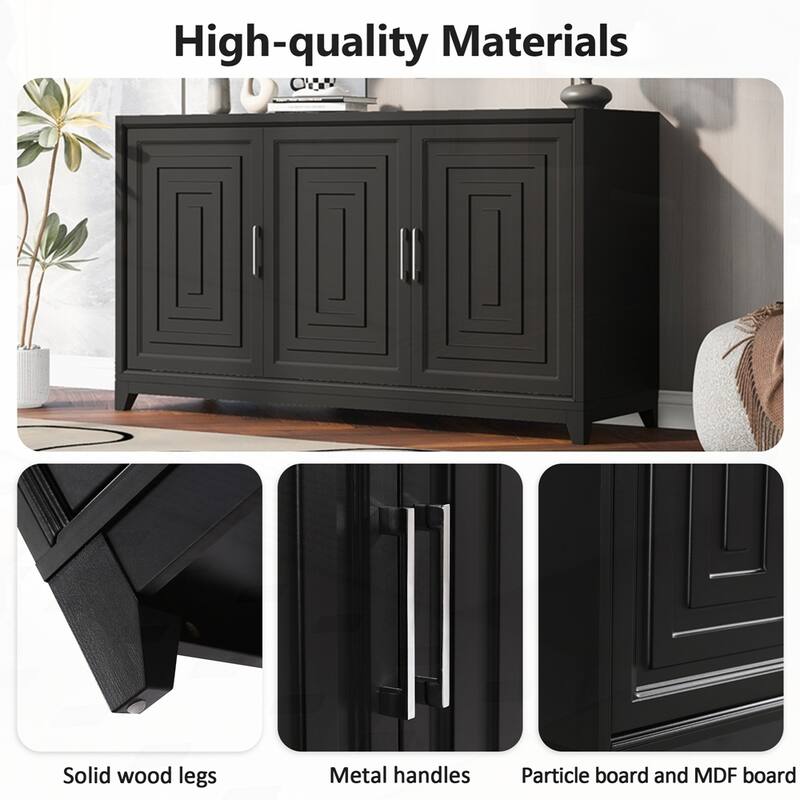 Entertainment Center Media Console Cabinet with 2 Spacious Storage Space