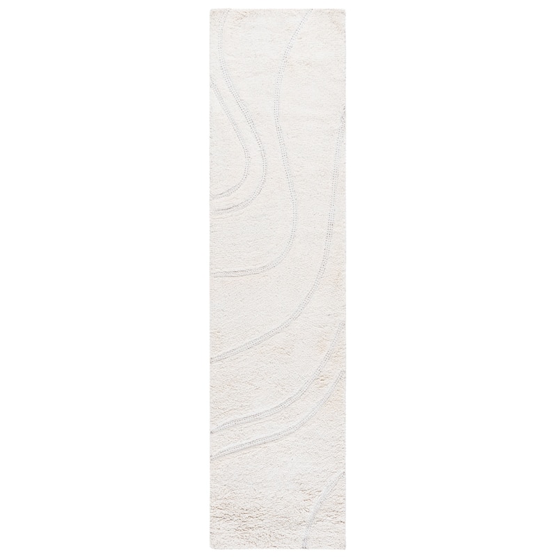 SAFAVIEH Handmade Casablanca Shag Melanija Wool Rug - Ivory - 2'3" x 9' Runner