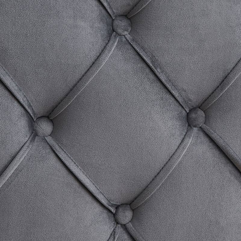 Gray Queen Size Velvet Button Tufted-Upholstered Platform Bed with Strong Wood Slat Support