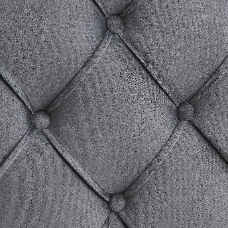 Queen Size Velvet Button Tufted-Upholstered Platform Bed with Strong Wood Slat Support
