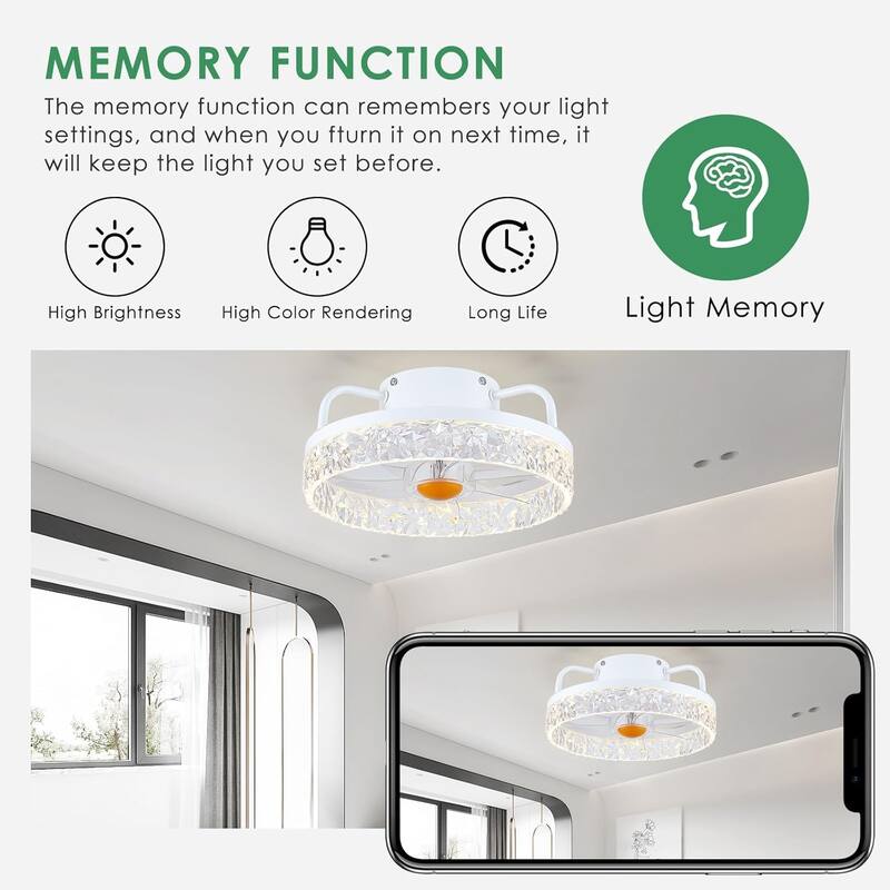 13" Low Profile Ceiling Fan with Light,3CCT 3 Speed Small Ceiling Fan for Bedroom,Closet,Small Room - 13 Inches