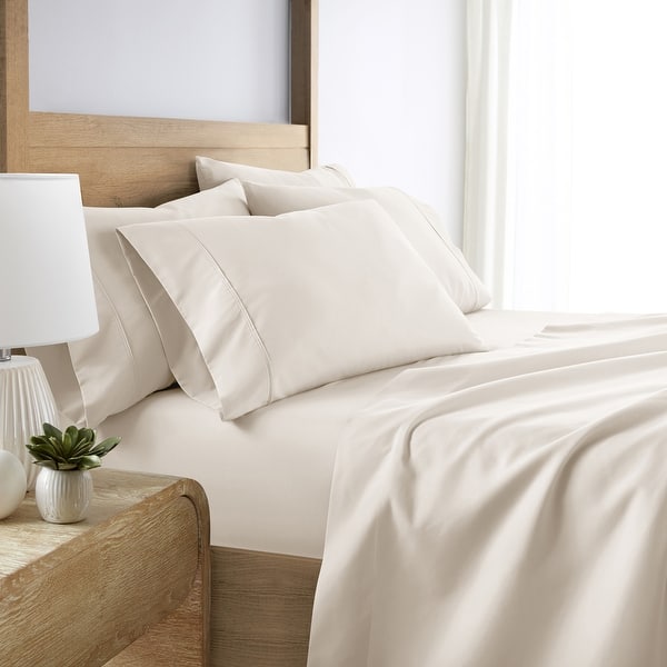 Becky Cameron Double Brushed Deep Pocket 6PC Microfiber Sheet Set - California King - Ivory