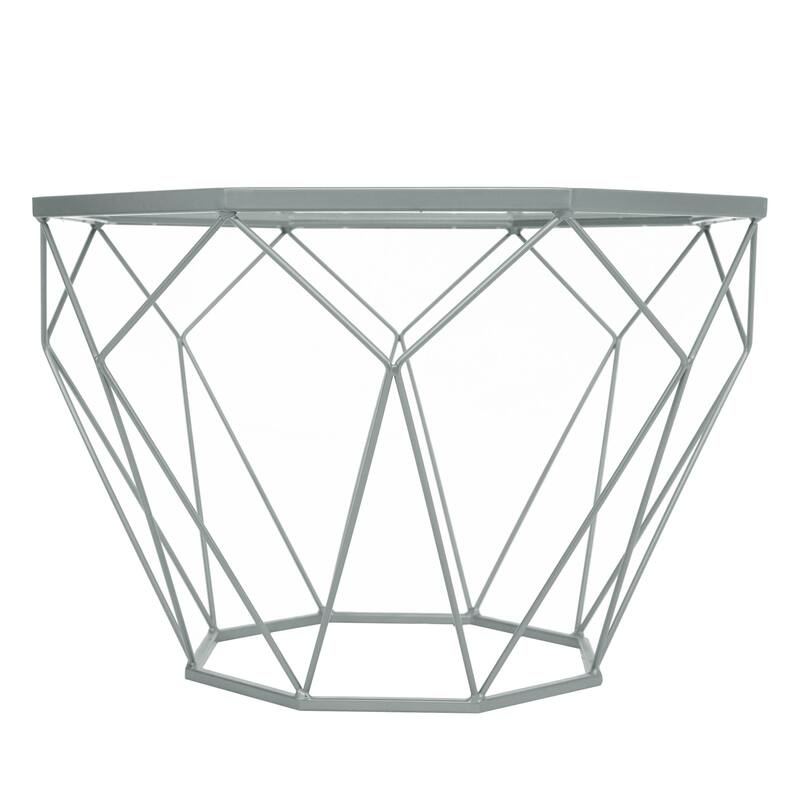 Malibu 22" Modern Octagon Center Coffee Table with Tempered Glass Table top & Sturdy Metal Geometric Base for Living Room Office