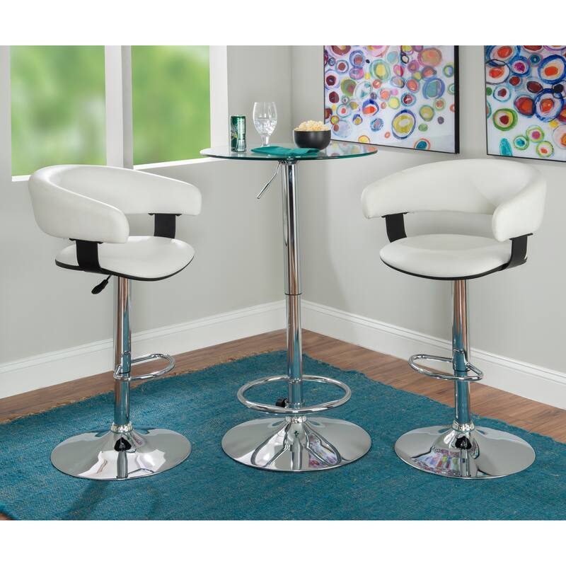 Roxie 3-piece Dining Pub Set with Height Adjustable Stools - White