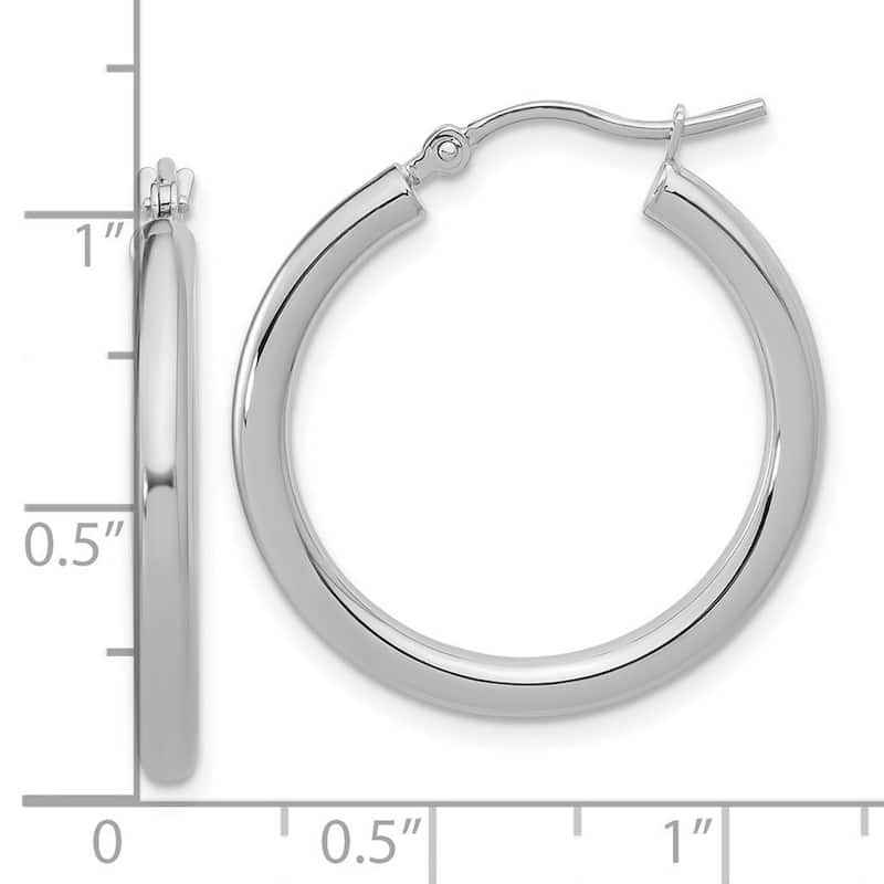 Curata 14k White Gold Polished Lightweight Tube Hoop Earrings - 25x26mm