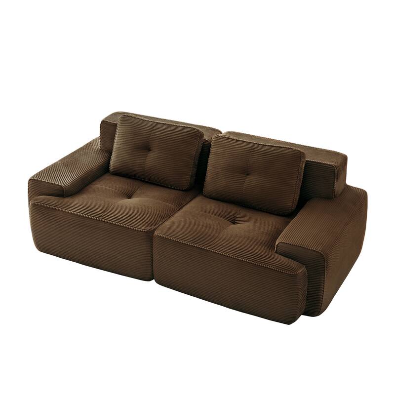 L-Shaped Chaise Lounge Sofa, Sectional Sofa with Curved Armrests, 2-Seater Recliner Couch with Deep Seat