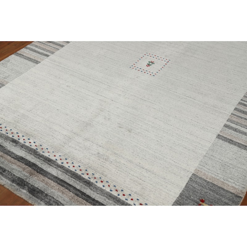 Gabbeh Indian Area Rug Hand-Knotted Wool Carpet - 5'5" x 7'7"