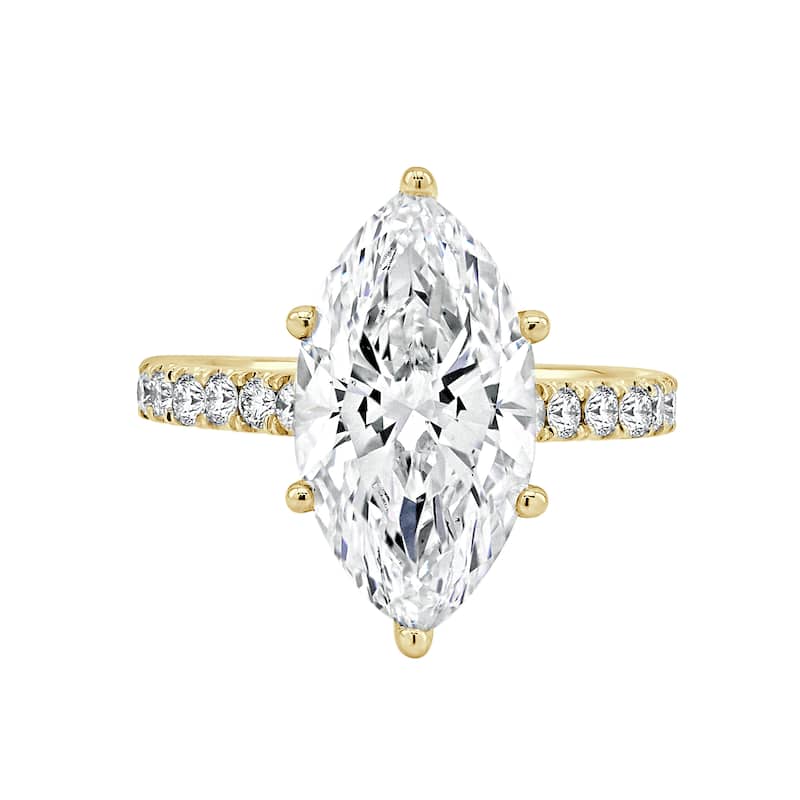 Auriya 14k Gold 5 3/5ctw Lab grown Marquise Hidden Halo Diamond Engagement Ring (F-G VS)