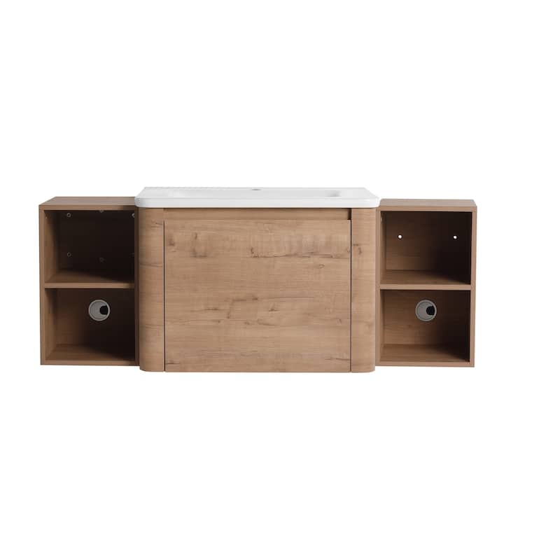 Wall-Mounted Bathroom Vanity with Ceramic Sink