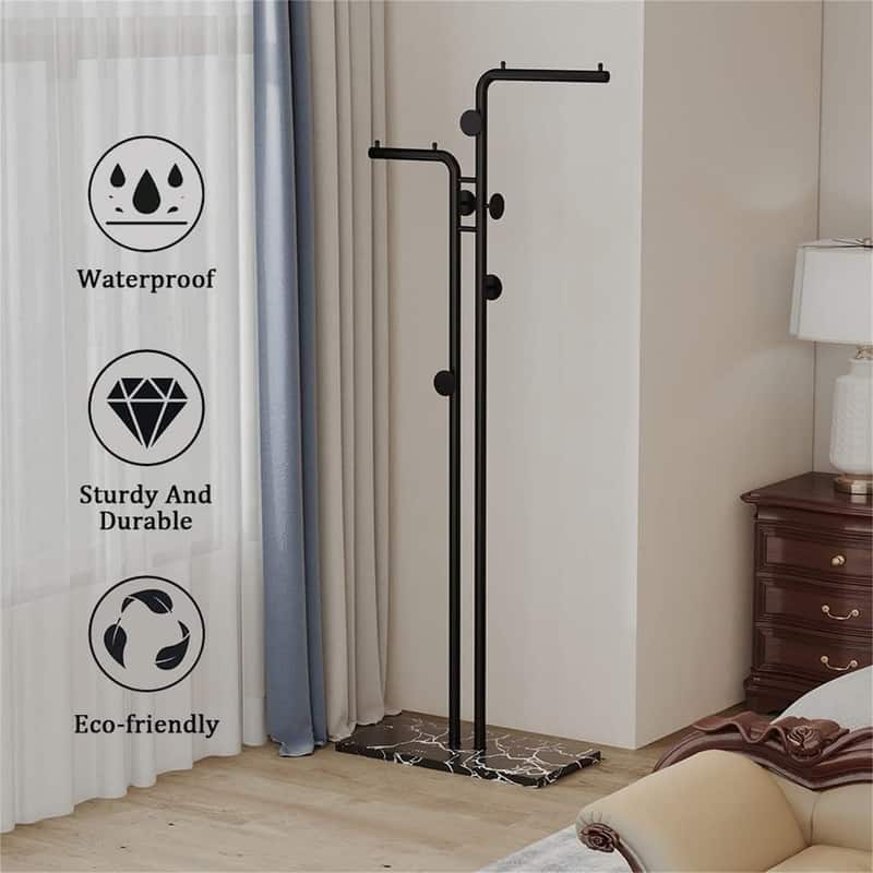 Modern Metal Coat Racks Hanger Stand with 5 Hooks - 11.9"D x 23.7"W x 67"H
