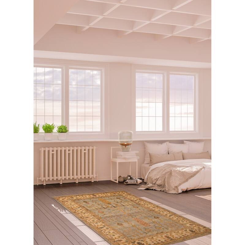 ECARPETGALLERY Hand-knotted Jules Serapi Light Blue Wool Rug - 6'1 x 9'0