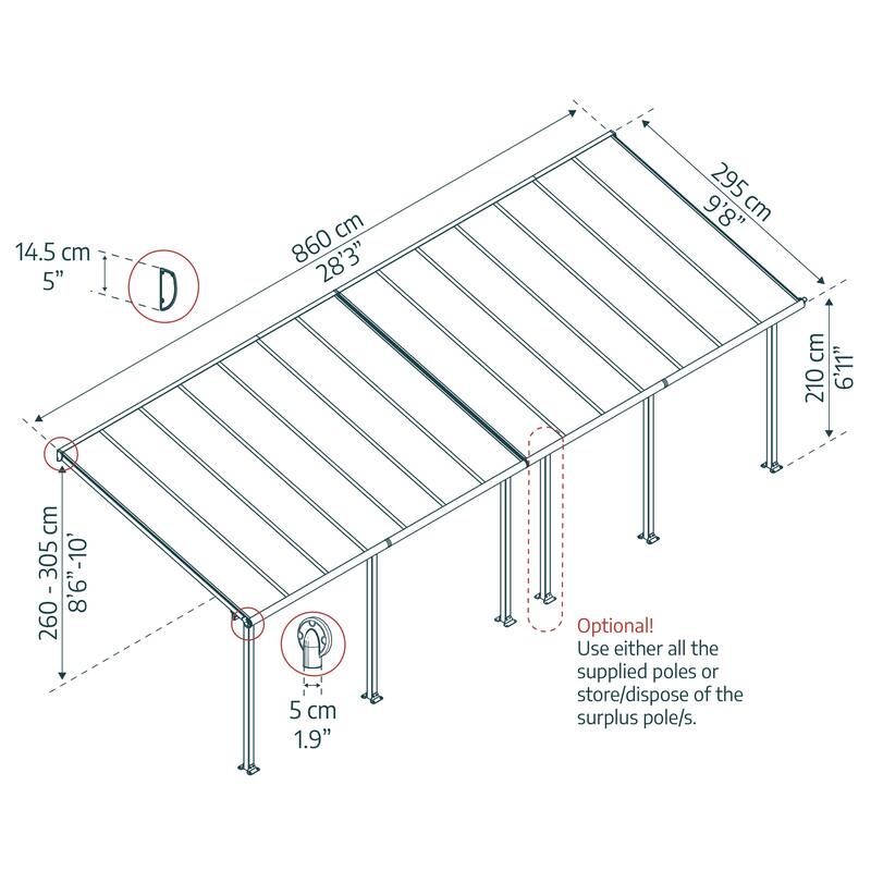 Olympia 10 ft. Gray/Bronze Aluminum Patio Cover