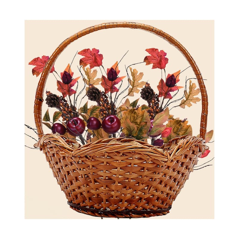 Transpac Harvest Fall Fabric Multicolor Artificial Leaf Spray, 28 inch.