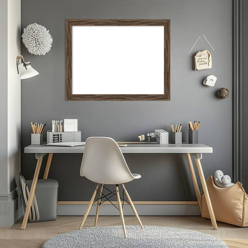Amanti Art Regis Barnwood Grey Narrow Framed Dry Erase Magnetic Board