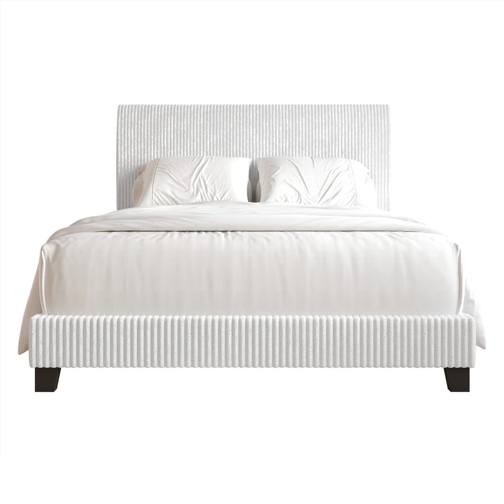 CraftPorch Corduroy Elegant and Chic Velvet Upholstered Bed