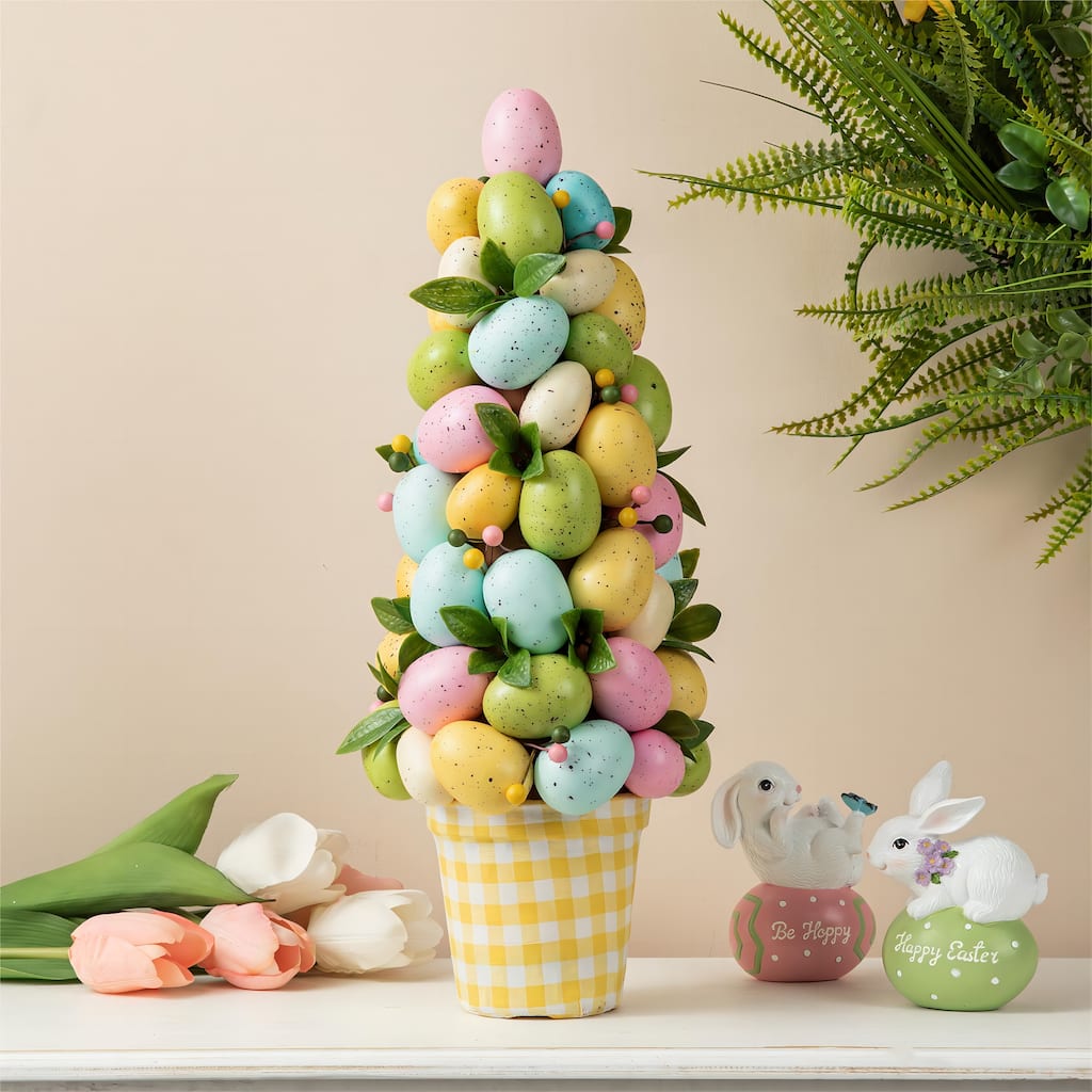 Glitzhome 16"H Multicolor Easter Egg Table Tree Decor for Spring Party Supplies