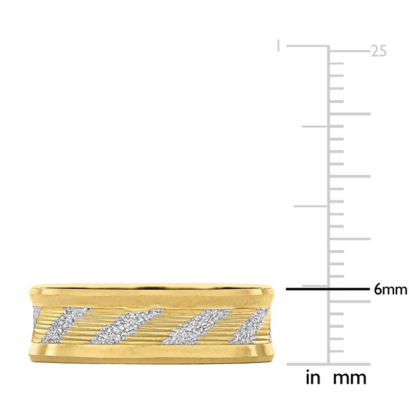 Miadora Mens 6 mm Ribbed and Striped Curved Wedding Band in 14k Yellow Gold