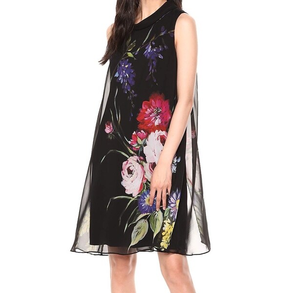shift dress with chiffon overlay