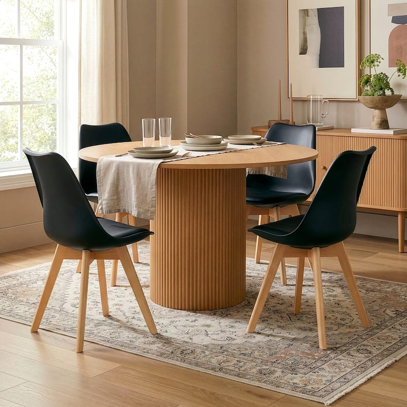 Set of 4 Balint Black Cushioned Plastic Dining Chairs