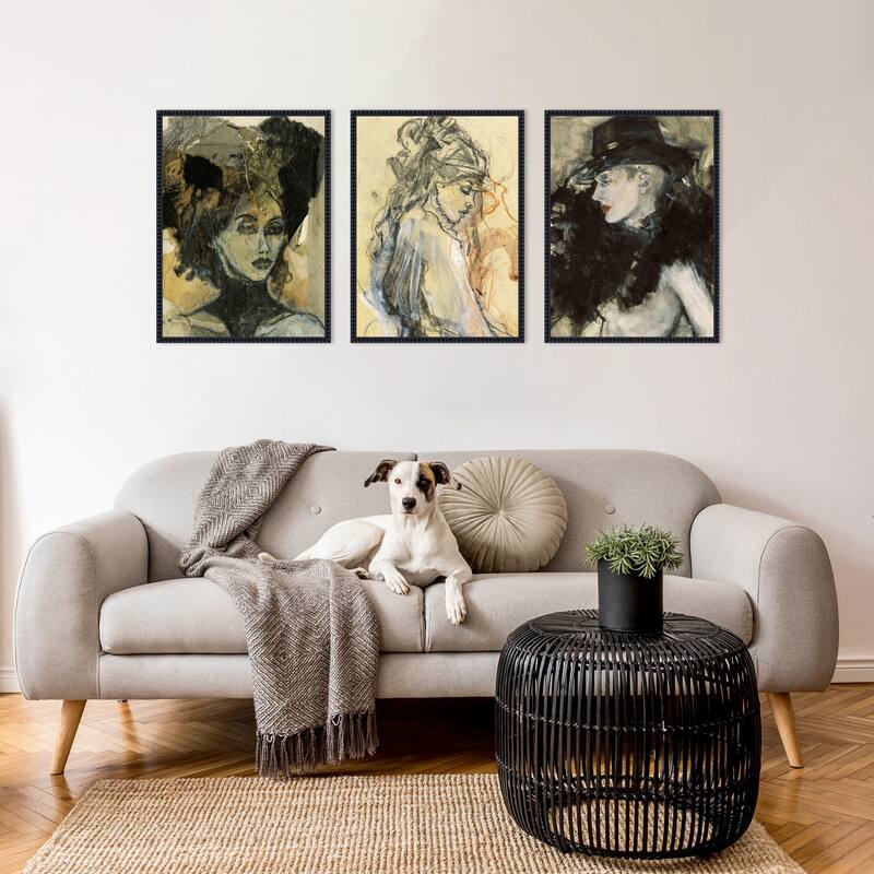 Amanti Art Emphasizing Fluid Lines And Textures 3 Piece by Ute Rathmann Framed Canvas Wall Art
