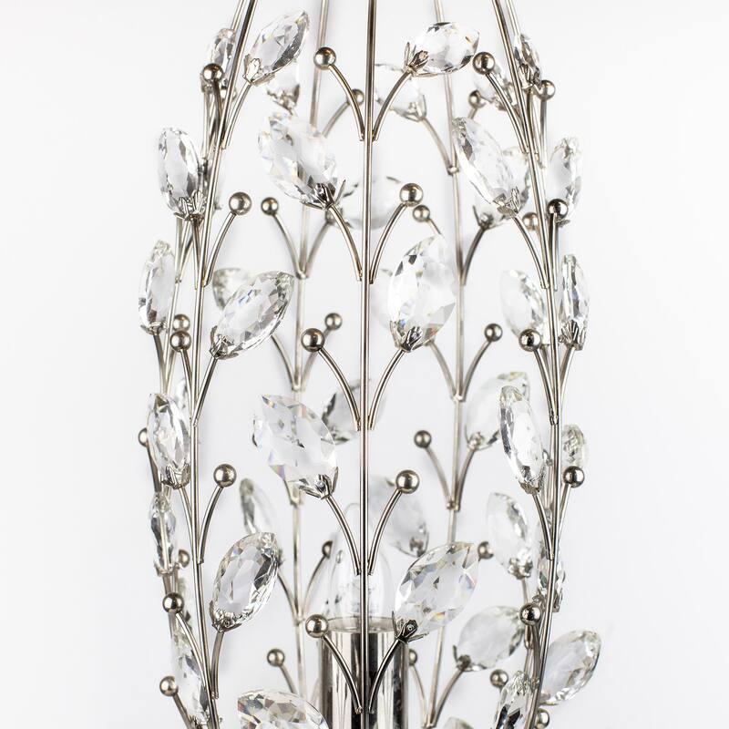 18.75" Polished Nickel Table Lamp W/ Clear Crystal