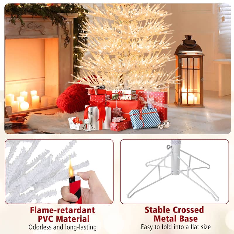 Gymax 7 FT Artificial Xmas Tree Hinged Christmas Tree w/ 820 - Multi - See Details