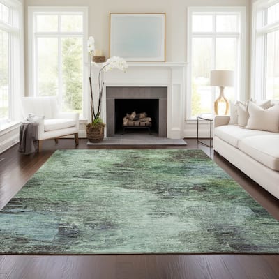 Machine Washable Indoor/ Outdoor Chantille Abstract Watercolor Rug