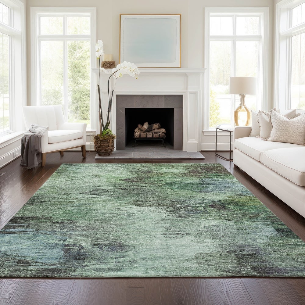 Machine Washable Indoor/ Outdoor Chantille Abstract Watercolor Rug