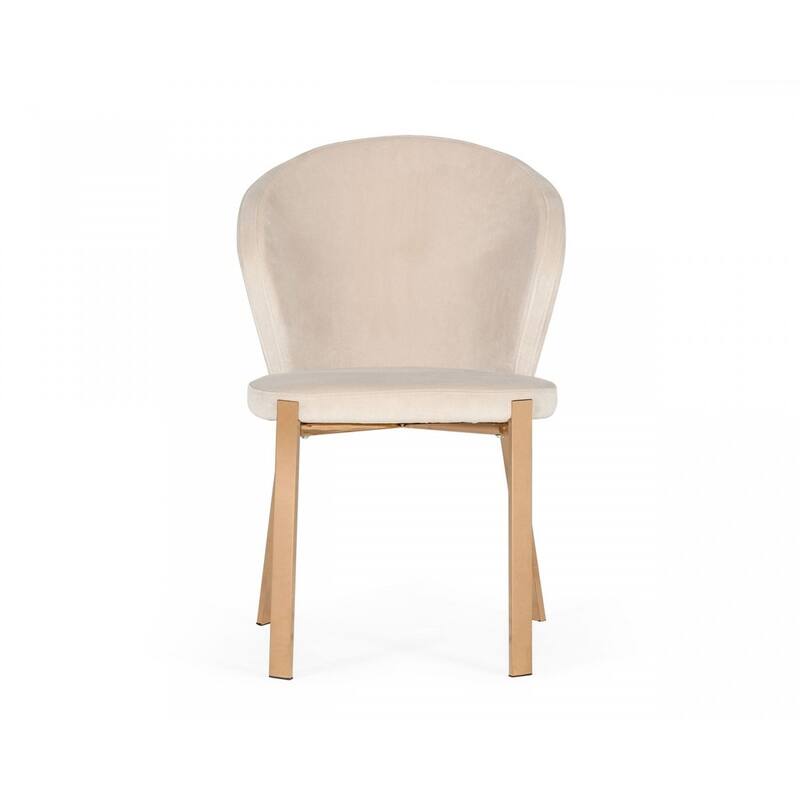 HomeRoots Set of Two Beige And Champagne Upholstered Velvet Wing Back Dining Side Chairs