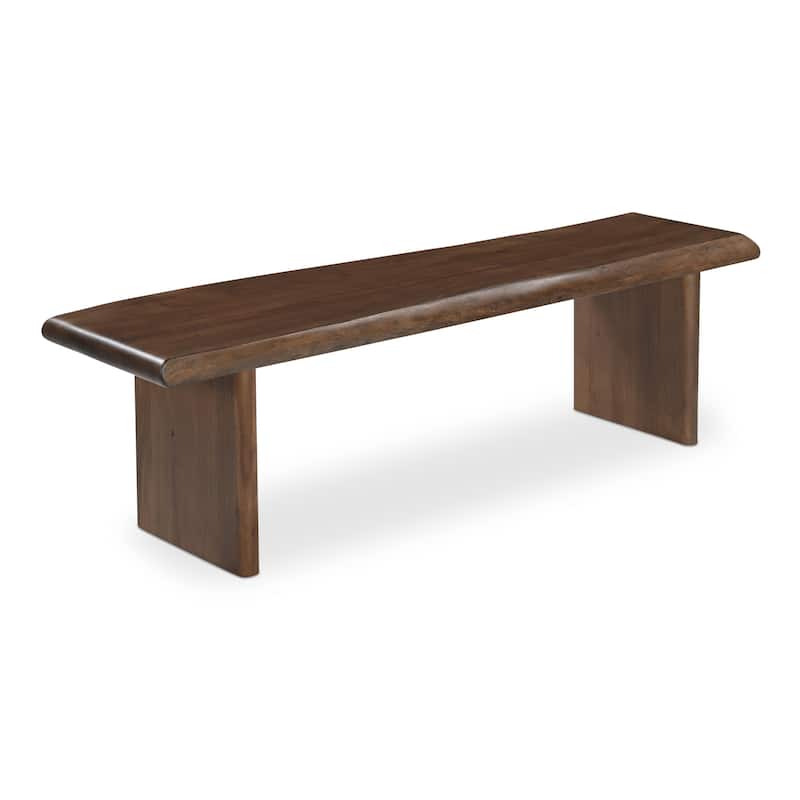 NADAAL STUDIOS Nadaal Jorah Dining Bench, Live Edge Solid Acacia Wood with Matte Gloss Finish, Seats 3, Brown