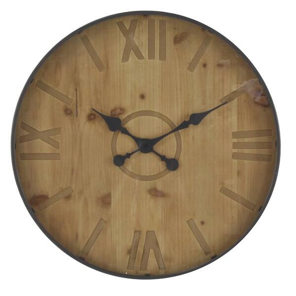 slide 2 of 4, Brown Wood Natural Wall Clock, 32 x 32 x 2 - 32 x 2 x 32