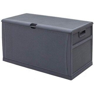 SUNCROWN 120 Gallon Deck Box Outdoor Resin Wicker Storage Container