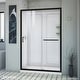 preview thumbnail 27 of 29, DreamLine Infinity-Z 36 in. D x 48 in. W x 76 3/4 in. H Sliding Shower Door, Shower Base and Backwall Kit Satin Black Clear Glass Left Drain