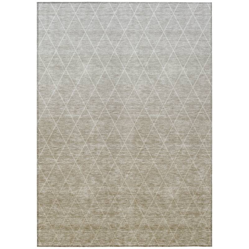 Machine Washable Indoor/ Outdoor Ombre Trellis Chantille Rug