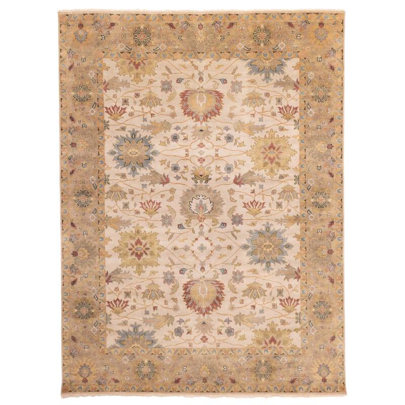 ECARPETGALLERY Hand-knotted Jules Serapi Ivory Wool Rug - 8'11 x 11'9