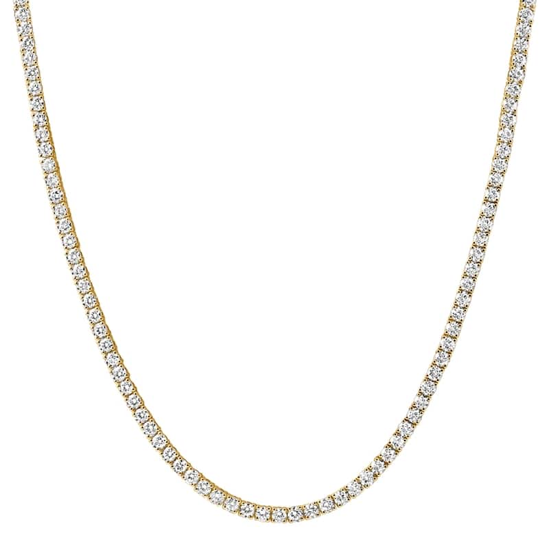 Bliss Diamond 20Ct Round Diamond Tennis Necklace Yellow Gold Lab Grown