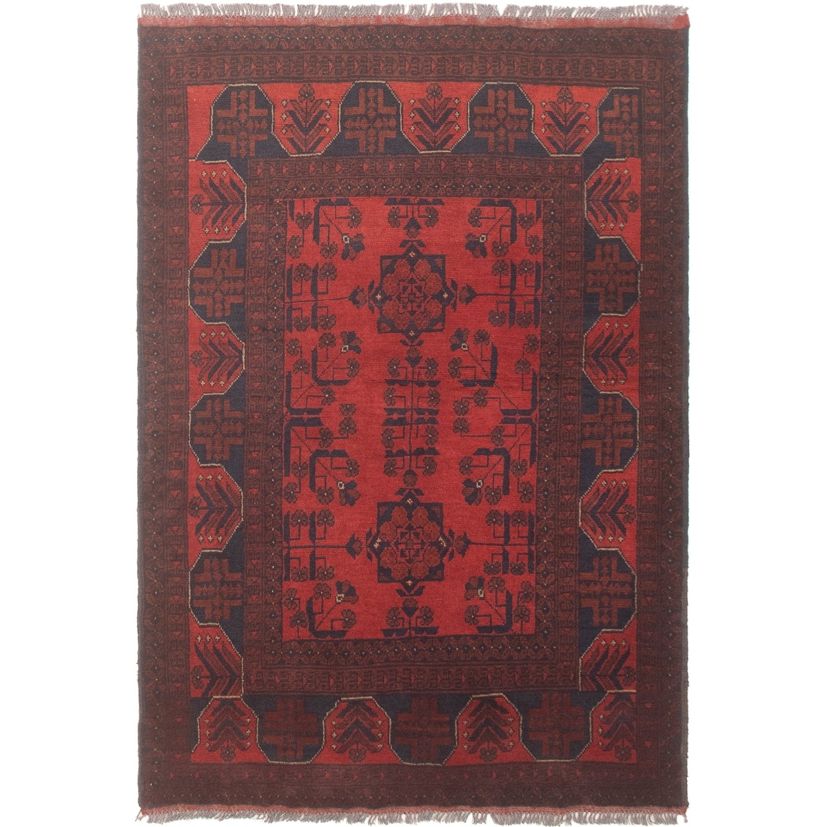 ECARPETGALLERY Hand-knotted Finest Khal Mohammadi Navy, Red Wool Rug - 3'5 x 4'11