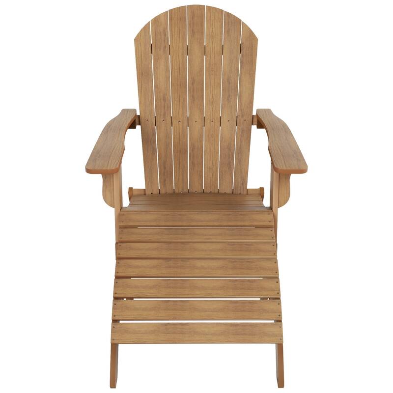 Vineyard HIPS Outdoor Folding Eco-Friendly All Weather Seashell Adirondack Chair with Ottoman (2-Piece Set)