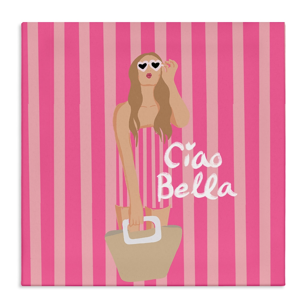 Stupell Pink Striped Glam Girl Canvas Wall Art Design By Chen Alyesh
