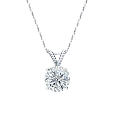 Auriya 18-karat Gold 1.75ctw Round Solitaire Lab Grown Diamond Necklace 4-Prong Basket (H-I VS) - 1.75