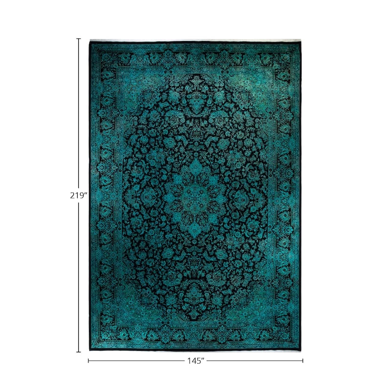 Overton Handknotted Wool Vintage Inspired Contemporary Overdyed Black Area Rug - 18' 3" x 12' 1"