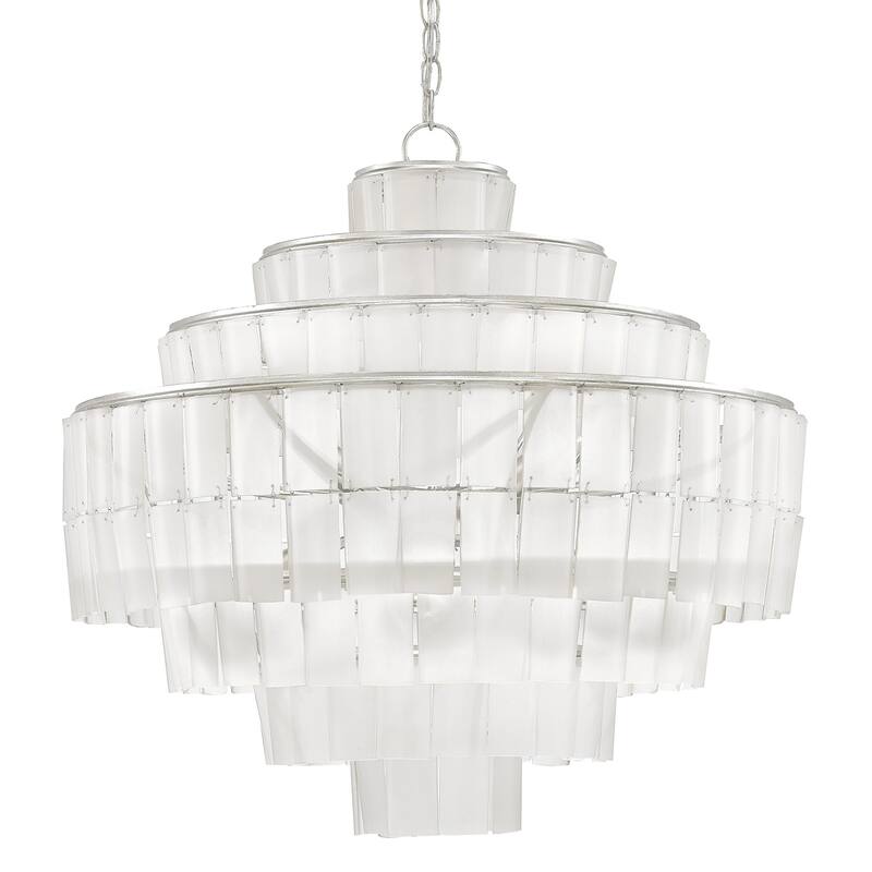 Currey & Company Sommelier Blanc Chandelier - 26"h x 27"dia - 26"h x 27"dia - Contemporary Silver Leaf/Opaque White