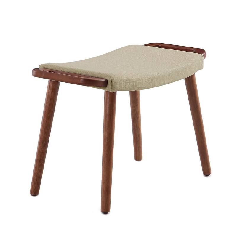 Manhattan Comfort Antique Walnut Ottoman - Beige