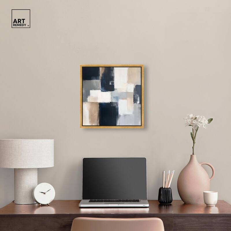 Blue and Tan Abstraction I Canvas by Art Remedy