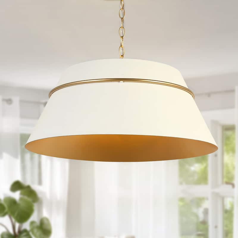 Modern Luxury Brass Gold 4-Light Durm Chandelier White Metal Island Lights - Dia. 23.4" x H 9.4"